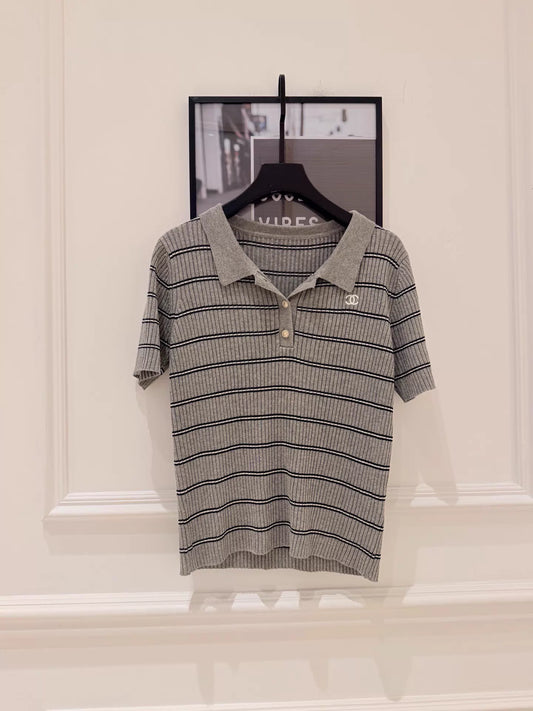 26ss Striped Knit Polo Shirt