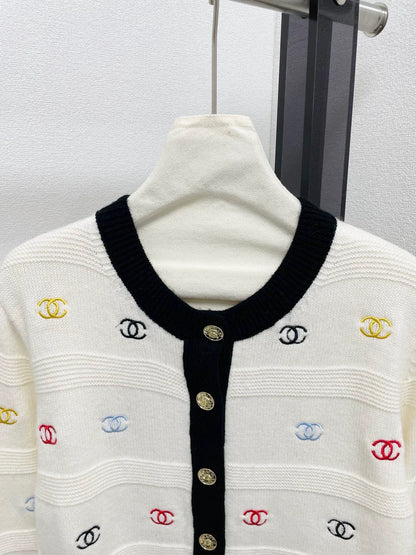 25fw Colorful Embroidered Knitted Cardigan