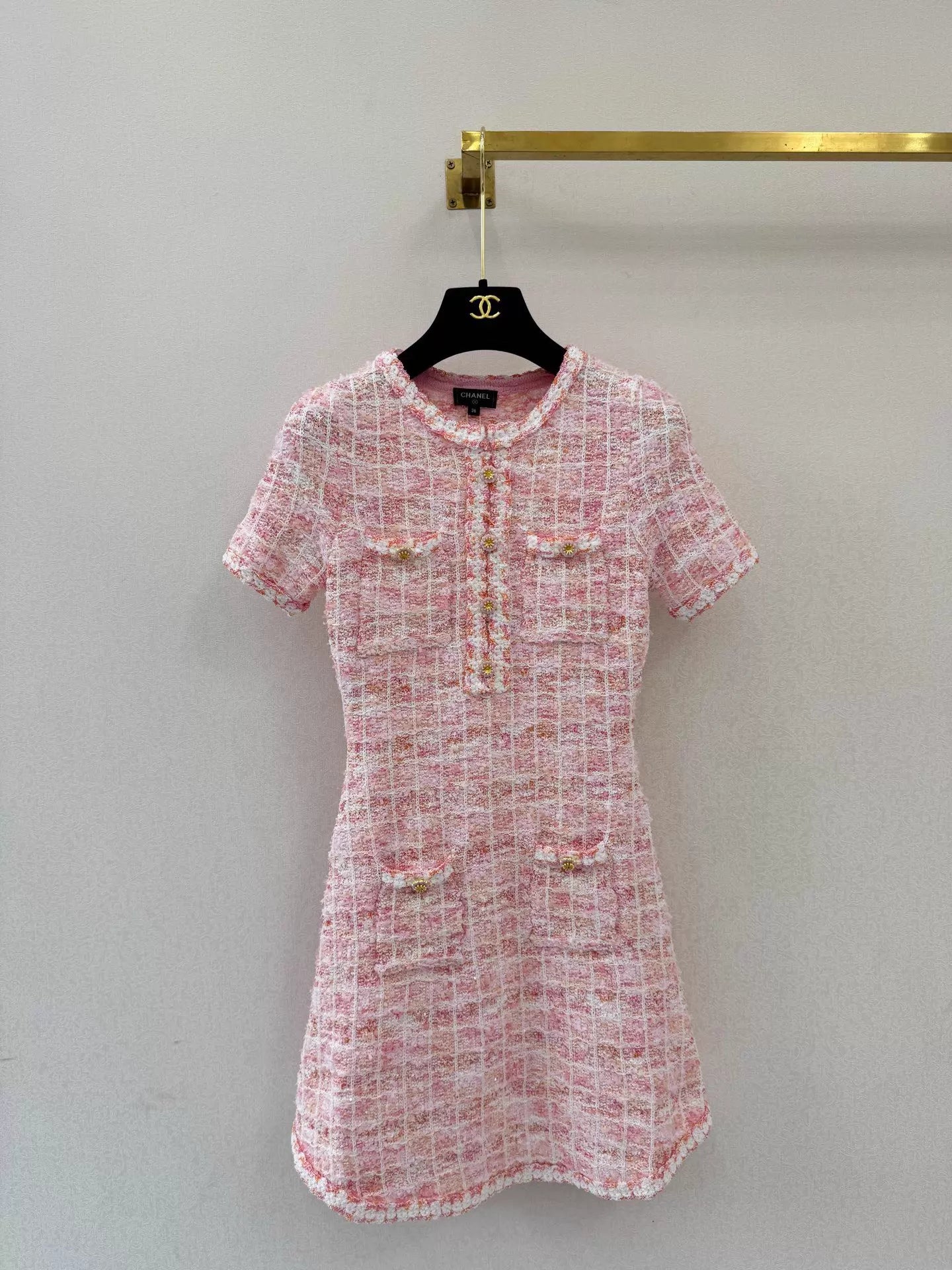 26ss Tweed Short-Sleeve Dress