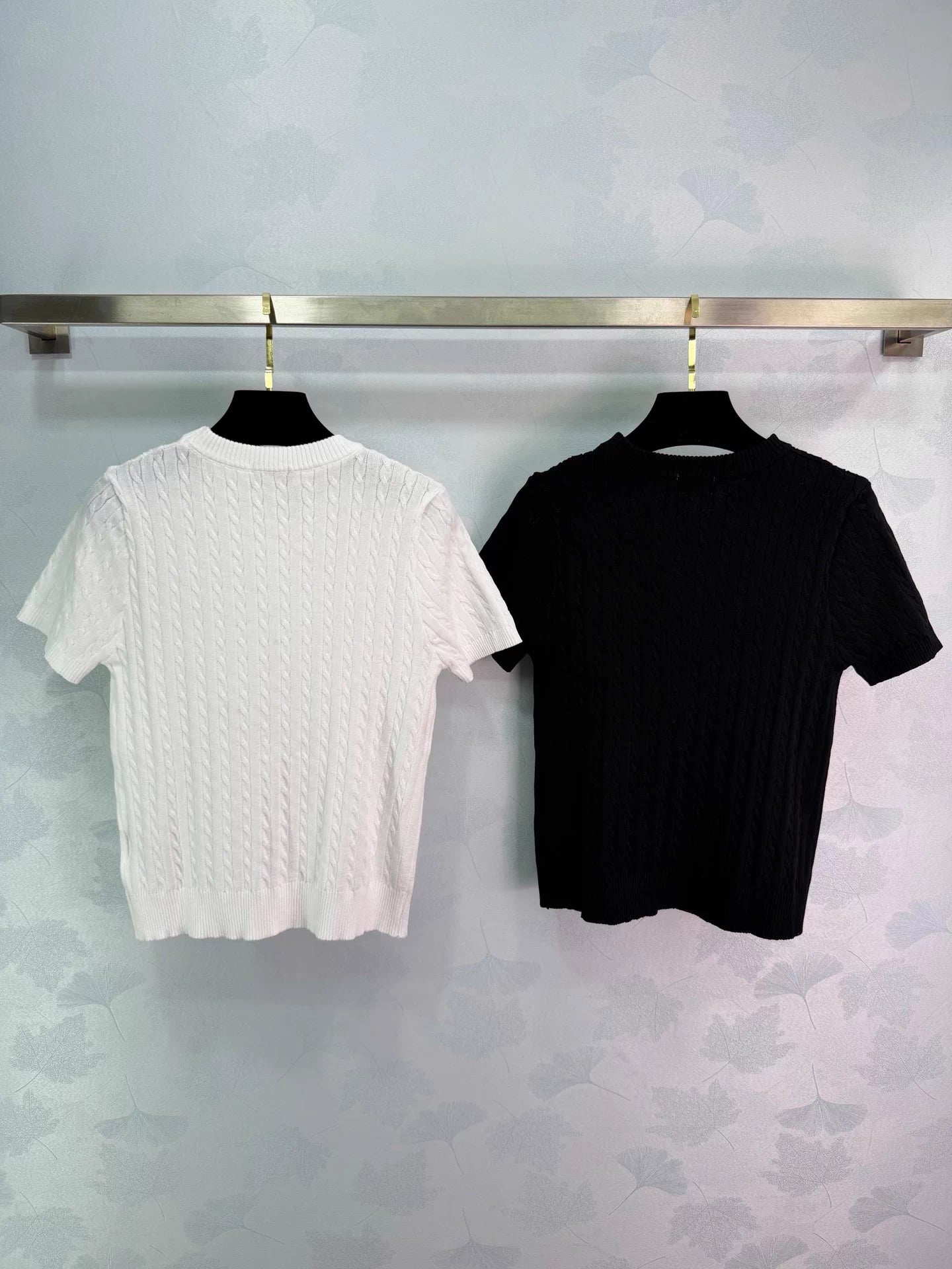 Cable Knit Short-Sleeve T-Shirt