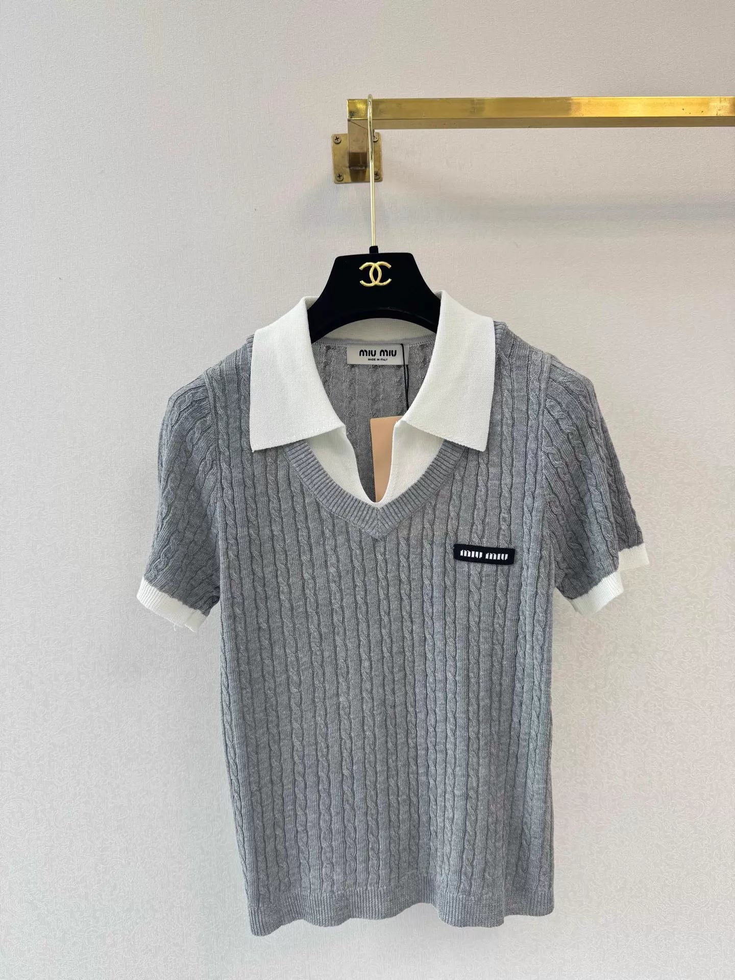 26ss Faux Two-Piece V-Neck Knit T-Shirt