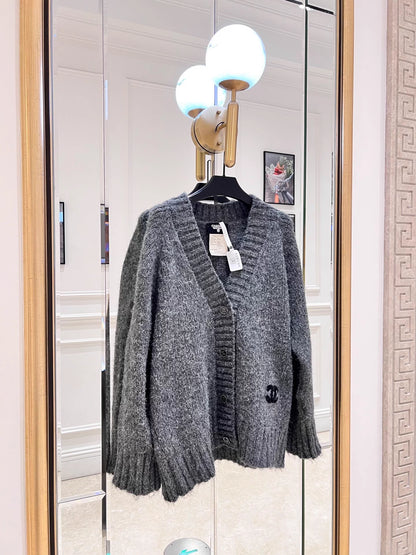 Raccoon fleece blend knit cardigan