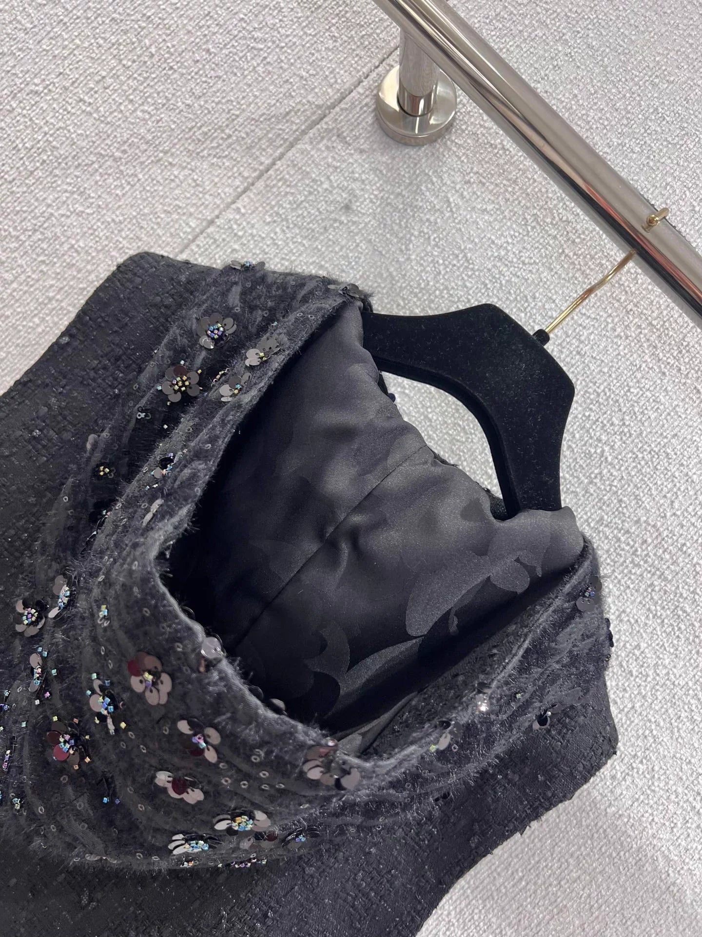 Beaded Hooded Tweed Dress