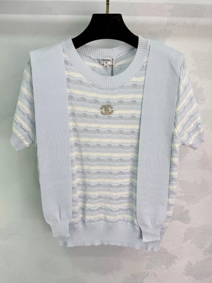 26ss Wavy Striped Knit T-Shirt