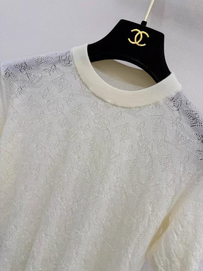 26ss Hollow-out logo knit short sleeve