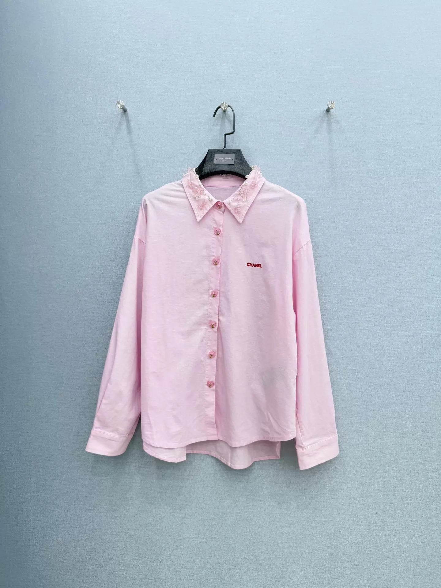 26ss Beaded cotton-linen shirt