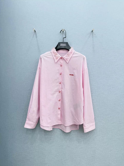 26ss Beaded cotton-linen shirt