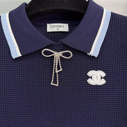 Preppy Style Color-Blocked Knit Set