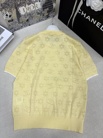26ss Flower logo cutout knit T-shirt