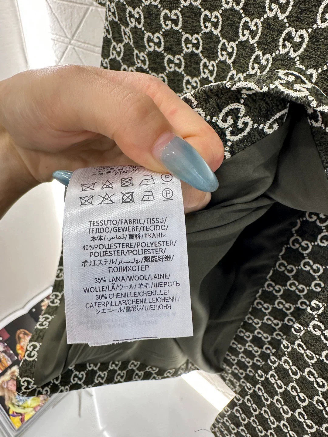Flip collar jacquard long coat jacket
