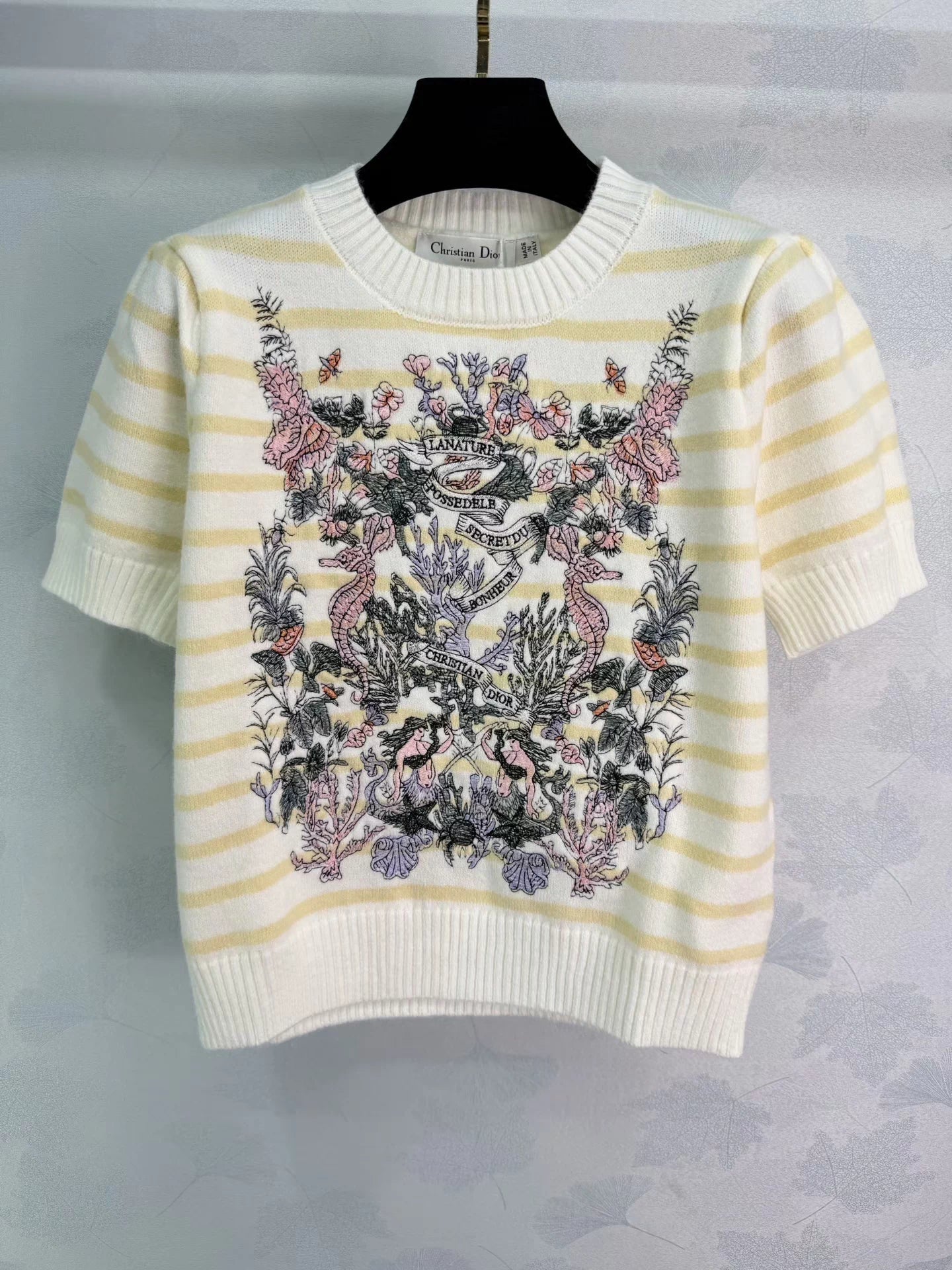 Striped Floral Short-Sleeve T-Shirt