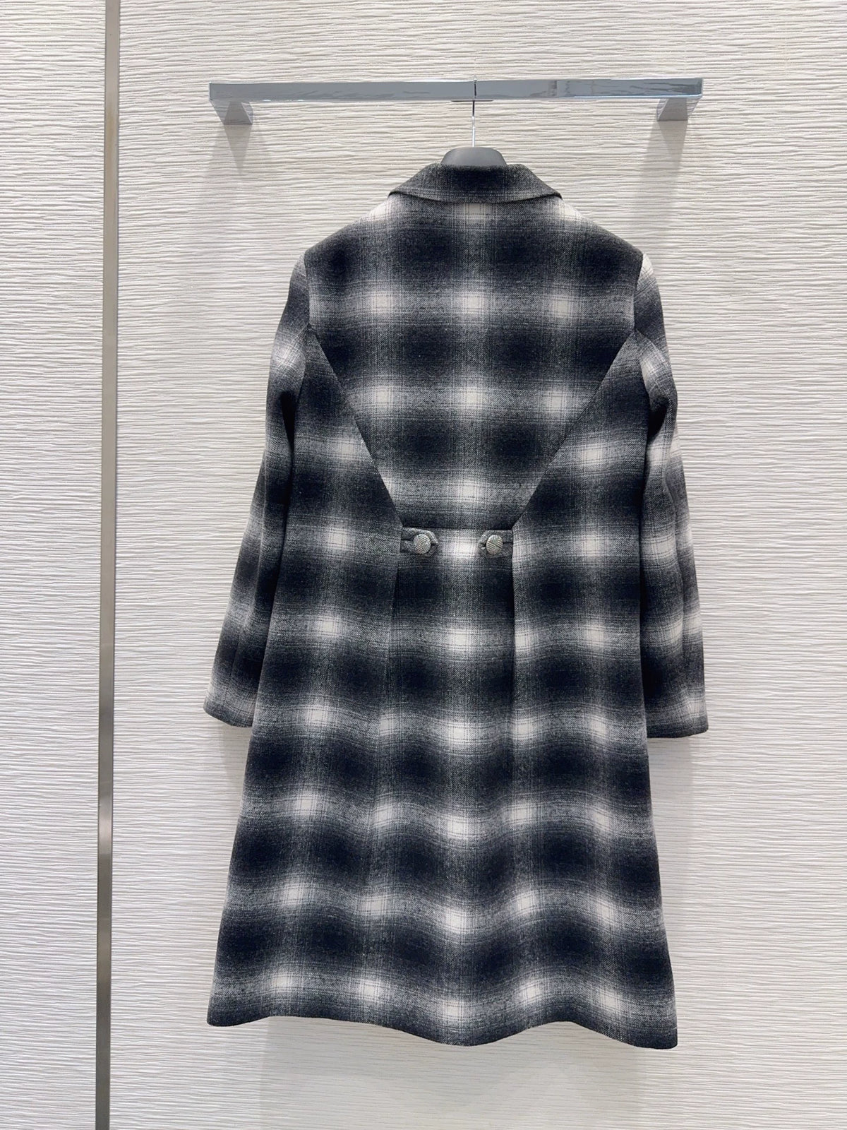 26New contrast plaid suit collar long sleeve mid-length jacket