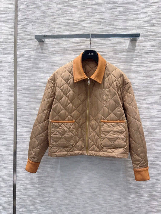 26New Color-Block Quilted Long-Sleeve Padded Jacket
