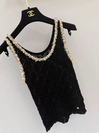 26ss Pearl-Edged Knitted Vest