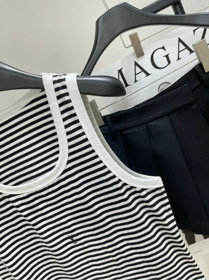 25SS new black and white striped vest for spring and summer