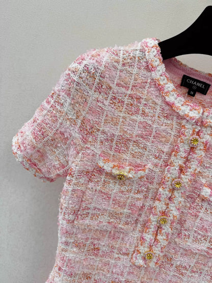 26ss Tweed Short-Sleeve Dress