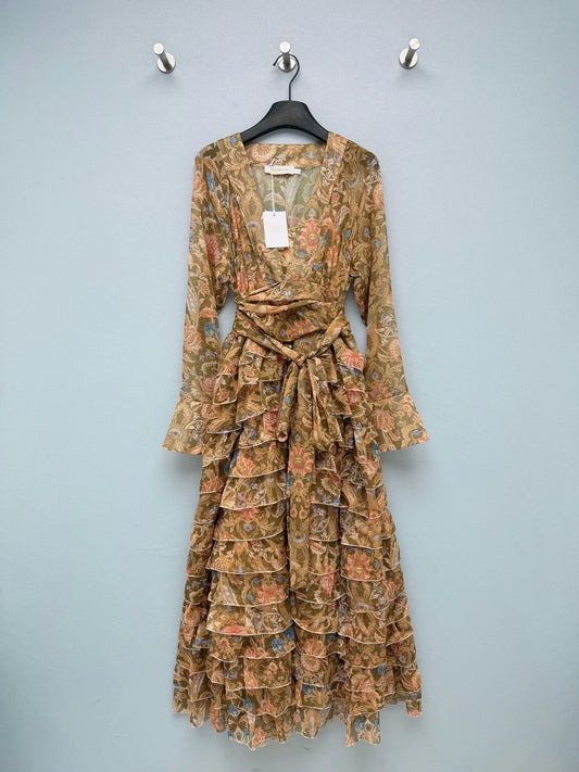 26New Vintage-Style Olive Green Tiered Dress