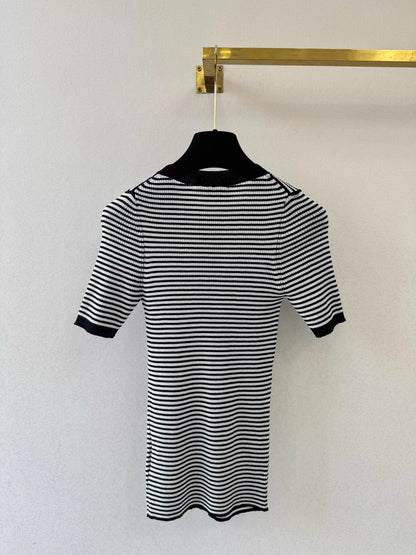 26ss Striped Knit Short-Sleeve T-Shirt