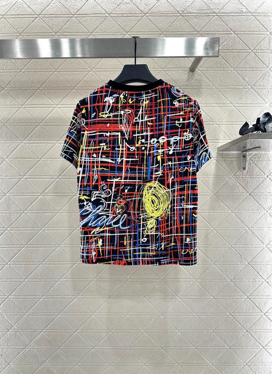 25fw Round neck graffiti printed T-shirt