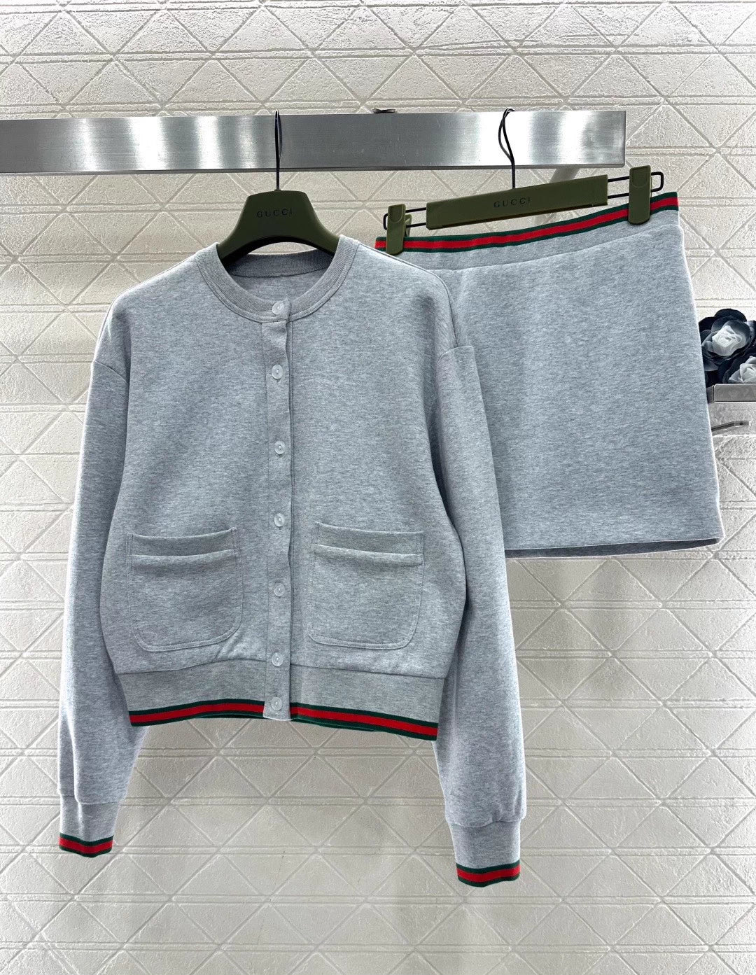 Ribbon Cardigan and Skirt Set