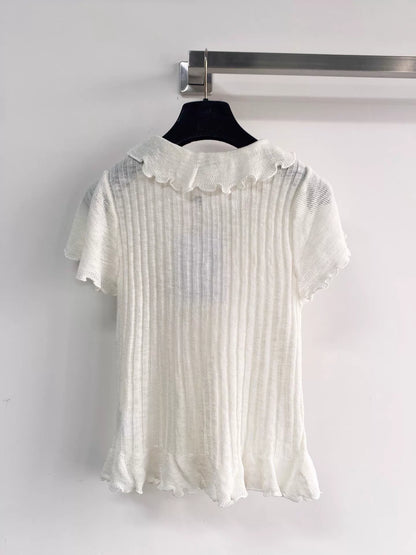 26ss V-neck letter short-sleeved shirt