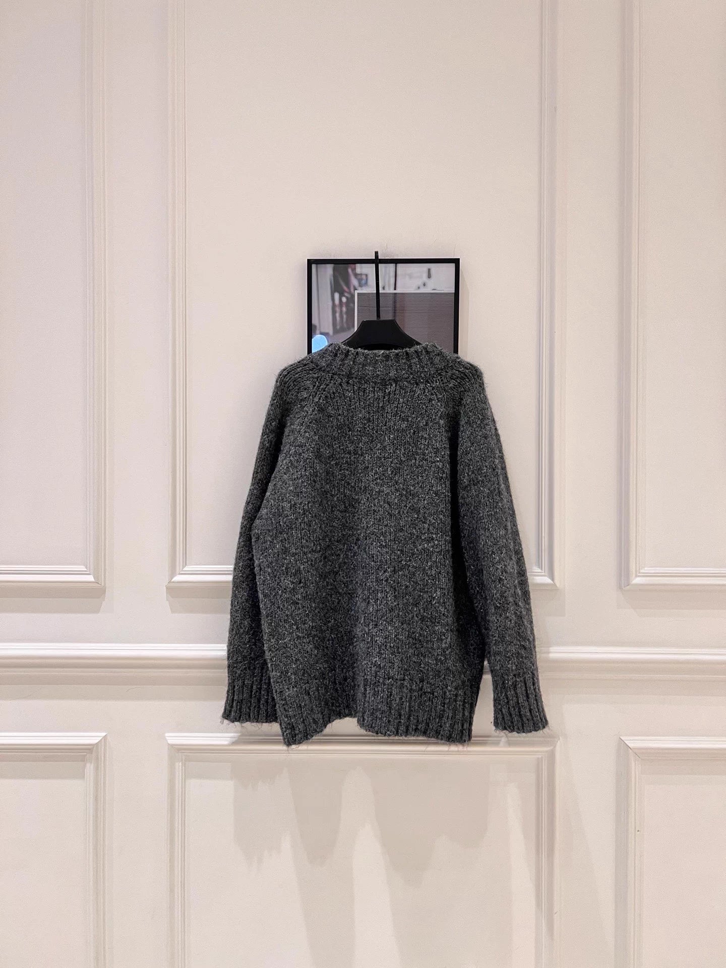 Raccoon fleece blend knit cardigan