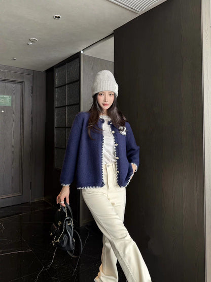 Color-blocked woven cardigan