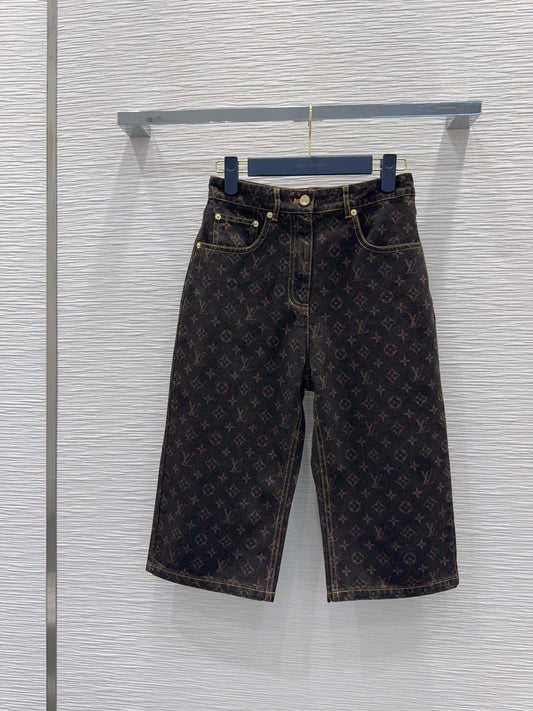 26New Printed Denim Mid-Length Shorts