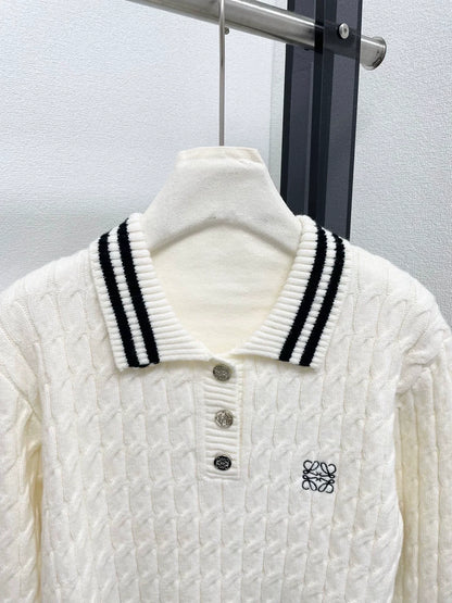 25fw Flower knitted polo shirt