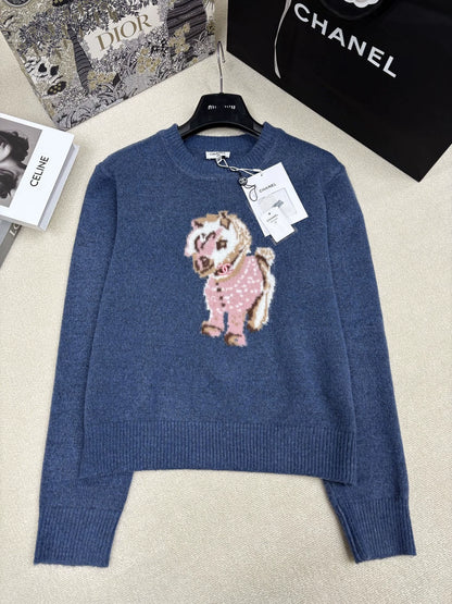 Color-blocked pony jacquard top