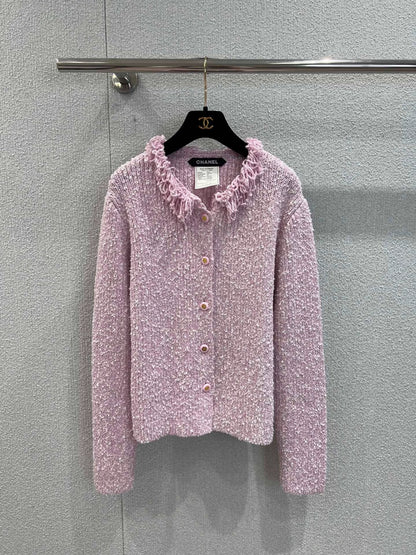 25fw Tassel collar dopamine knit cardigan