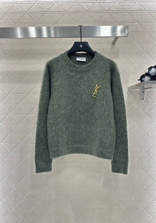 25fw Brooch letter knitted sweater