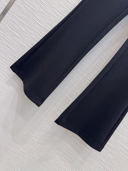 26New-Arrival Flared Trousers with Chain-Trimmed Pockets