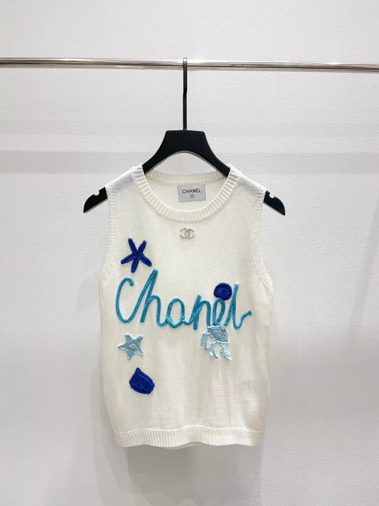 26ss Embroidered Crochet Vest
