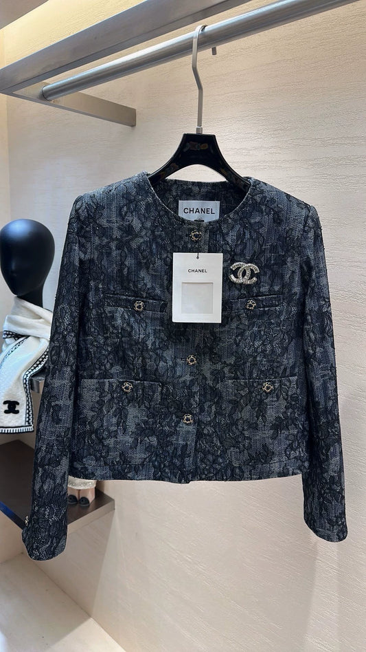 Brooch-adorned jacket