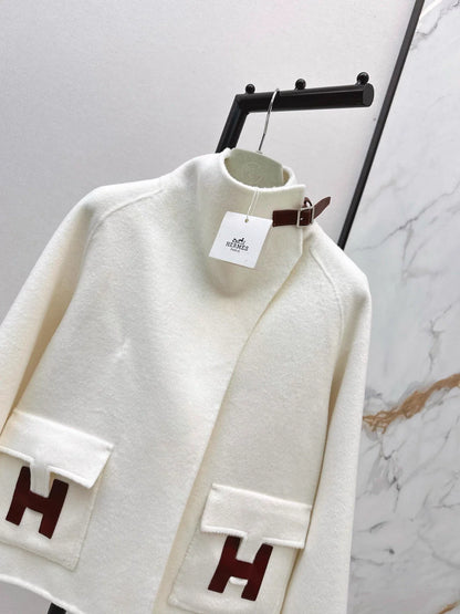 Double-sided wool stand-up collar coat