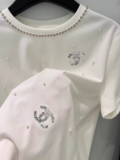 26ss Sequin Embroidered T-shirt