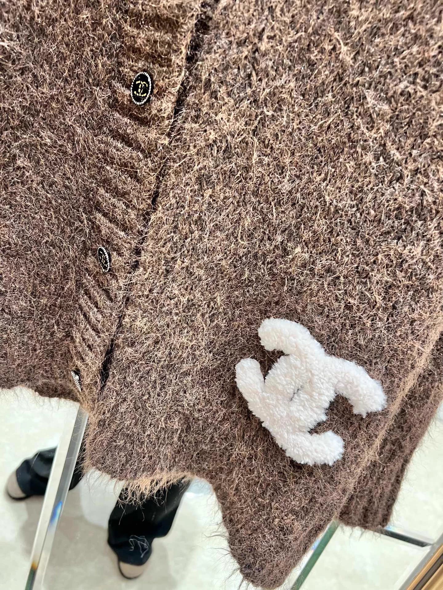 Raccoon fleece blend knit cardigan