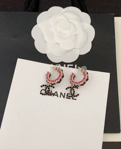 black ➕ Pink genuine leather ear hook