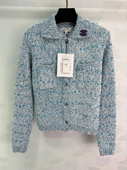 Sequined Knit Cardigan