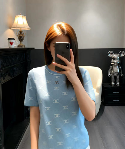 26ss Double C Logo Knit T-Shirt