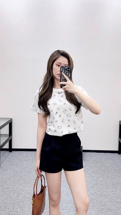 Round neck printed T-shirt