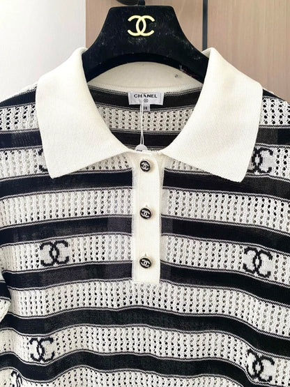 Striped collared T-shirt