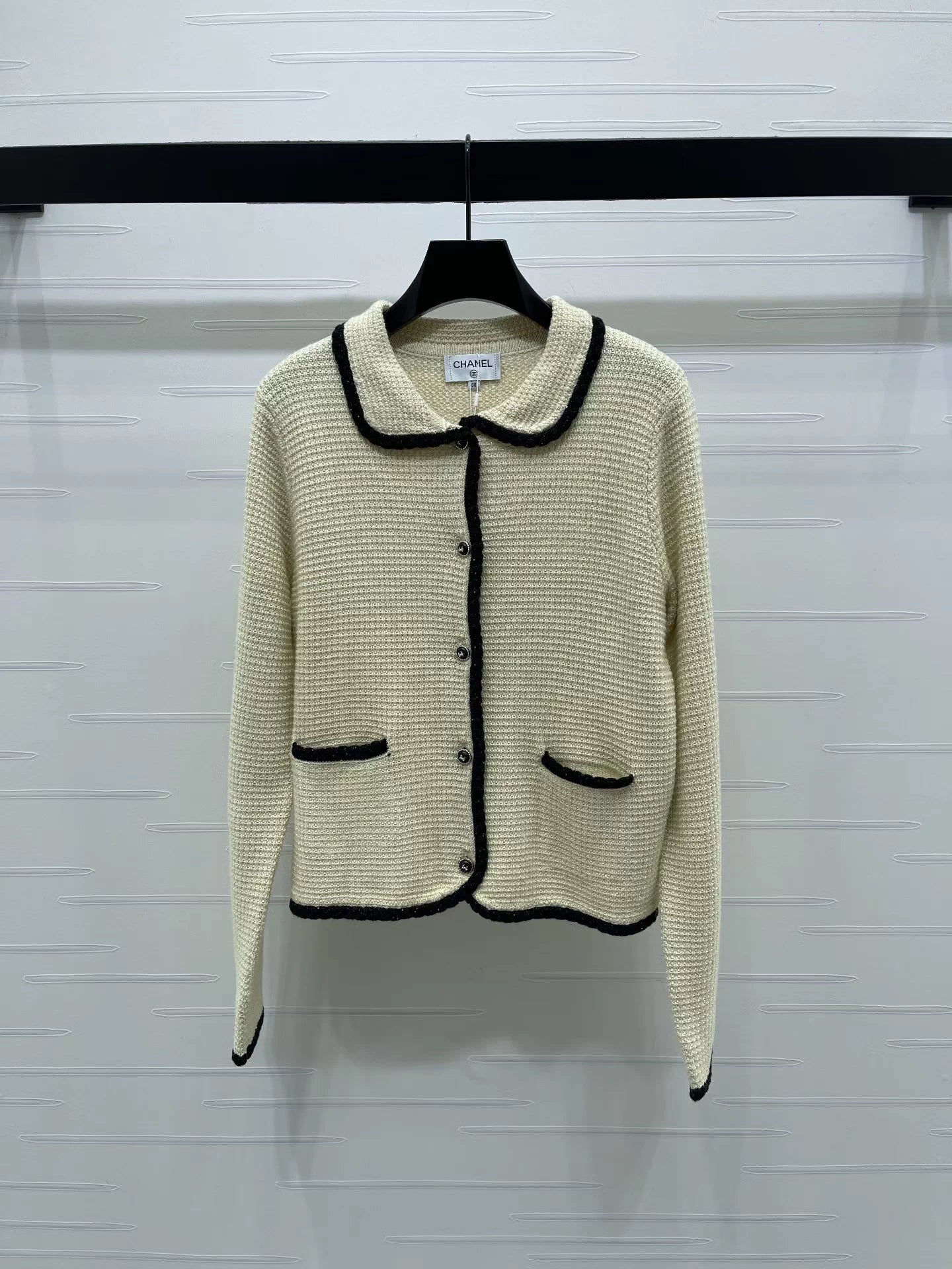Lapel Sequined Knit Cardigan