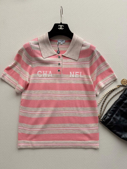 26ss Striped Knit Polo Shirt