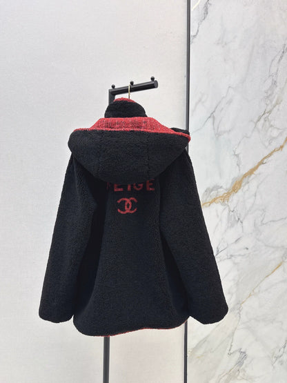 Teddy eco-friendly fur mid length hooded jacket