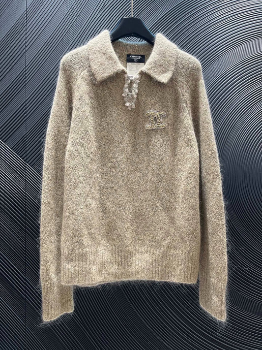 25fw Nail bead lapel sweater（Medieval Series）