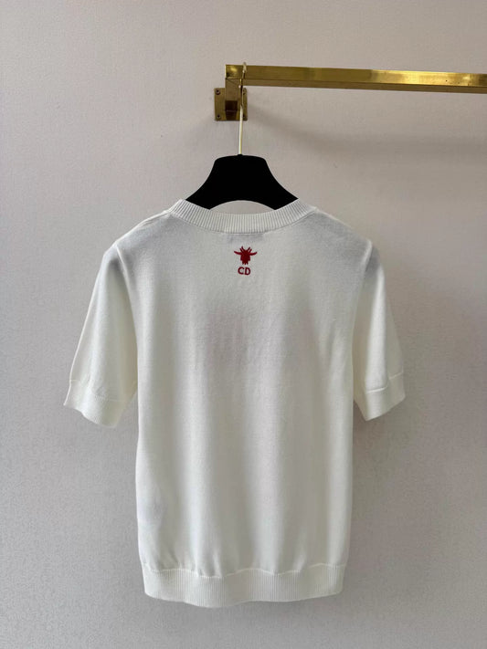 26ss Letter Embroidery Knit T-Shirt