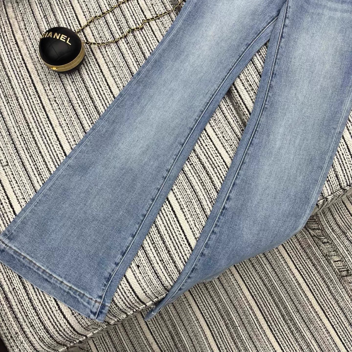 Rhinestone-studded flared jeans