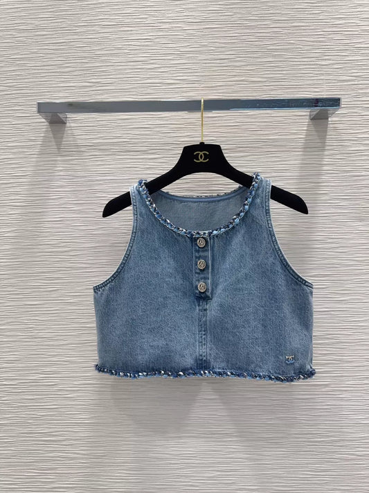 Short denim vest
